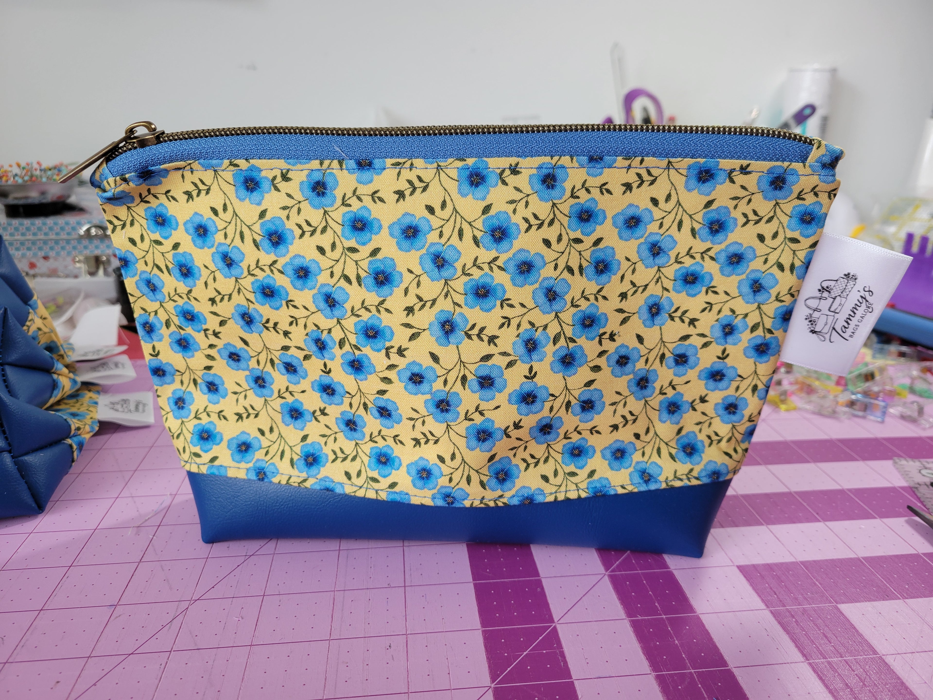 Blue Blossom Zipper Pouch